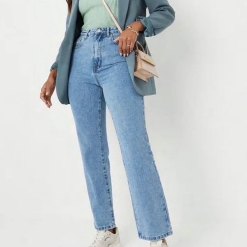 NWT Missguided Lust Highrise Boyfriend Rigid Denim Jeans in Light Blue 6 Short